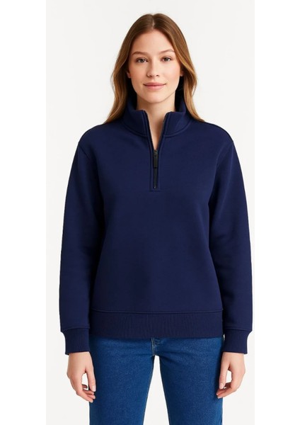 Monsi Kadın Üç Iplik Dık Yaka Yarım Fermuarlı Sweatshirt indirimleri