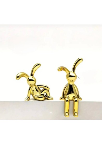 Adet Gold Mini Tavşanlar Ev Dekorasyon ve Torpido Süsü Yapışkanlı Reçine Tavşanlar fiyatları