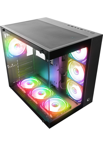 Icewave Pro +600W Power Siyah Temperli Cam 7*12CM Argb Fan+Kontrolcü Transparan Atx Oyuncu Kasası