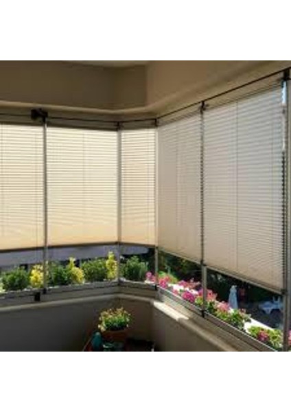 Cam Balkon Perdesi Plise Perde Krem Istediğiniz Ölçüde