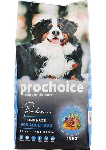 Prochoice Proderma, Yetişkin Köpekler Için, Hipoalerjenik, Kuzu Etli ve Pirinçli Kuru Mama, 18 kg