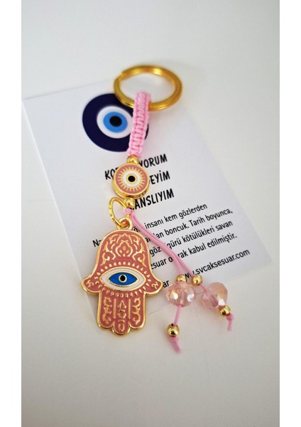 Hediyelik Fatma Ana Eli & Hamse Anahtarlık - Pembe 9,5 cm fiyatları