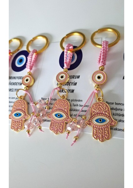 Hediyelik Fatma Ana Eli & Hamse Anahtarlık - Pembe 9,5 cm fırsatları