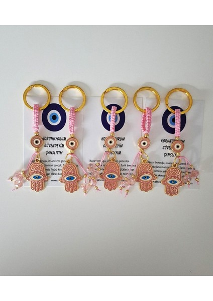 Hediyelik Fatma Ana Eli & Hamse Anahtarlık - Pembe 9,5 cm indirimleri