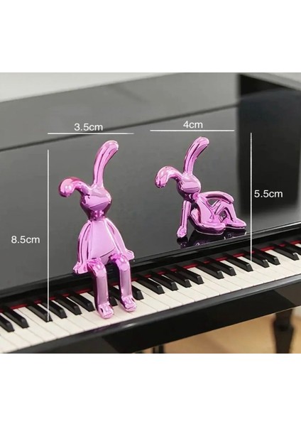 2 Adet Pembe Mini Tavşanlar Ev Dekorasyon ve Torpido Süsü Yapışkanlı Reçine Tavşanlar fiyatları
