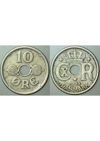 Danimarka 10 Öre 1924.