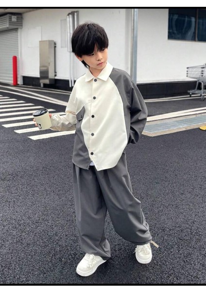 Moda Tarzı Erkek Çocuk Keten Ikili Takım - Ceket - Pantolon