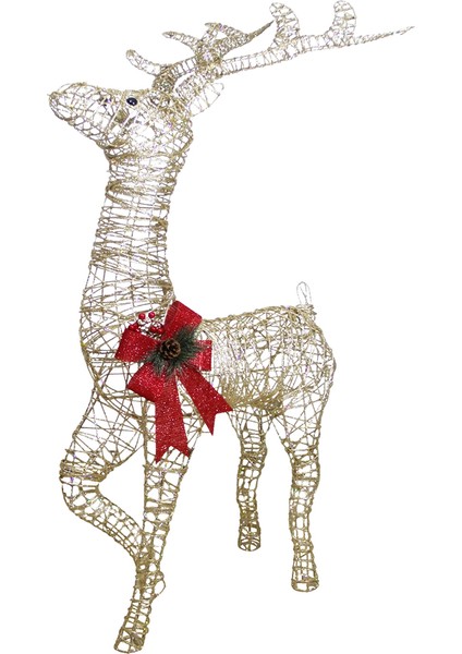 Yılbaşı Simli Tel Geyik Büyük Boy Şampanya 110 cm