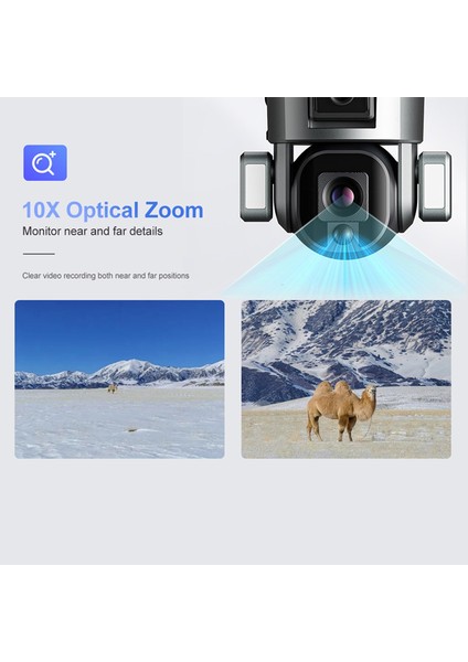 Y5 8mp 4K Hd Solar Wifi Dual Lens 10X Zoom Gece Görüşlü Güvenlik Kamerası