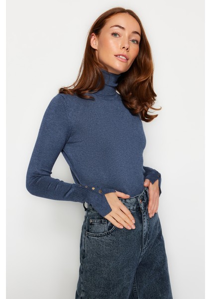 Balıkçı Yaka Kolu Droplu Kazak-Dark Emerald Green fiyatları