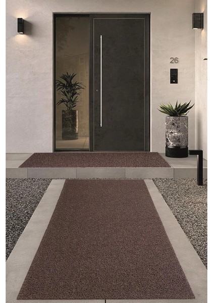 Abkplastik Kıvırcık Kahverengi Paspas 100 cm Kaymaz Yolluk Kaydırmaz Halı fırsatları