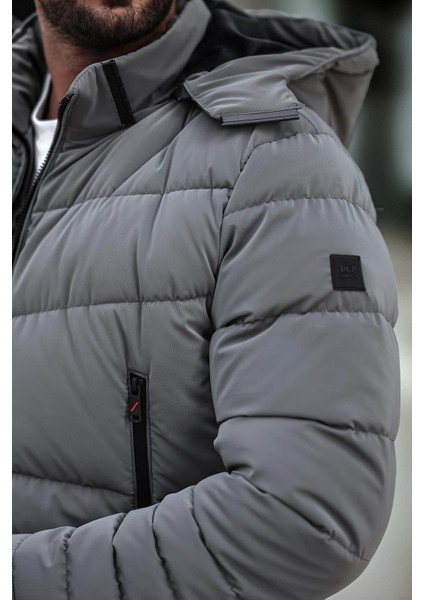 Dar Kesim Kapüşonlu Şişme Karbon Antrasit Erkek Mont 2205 modelleri