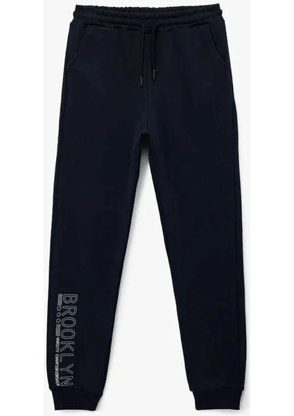 Beli Lastikli Baskı Detaylı Cepli Jogger Lacivert Erkek Çocuk Eşofman Altı 6WKB40098TK