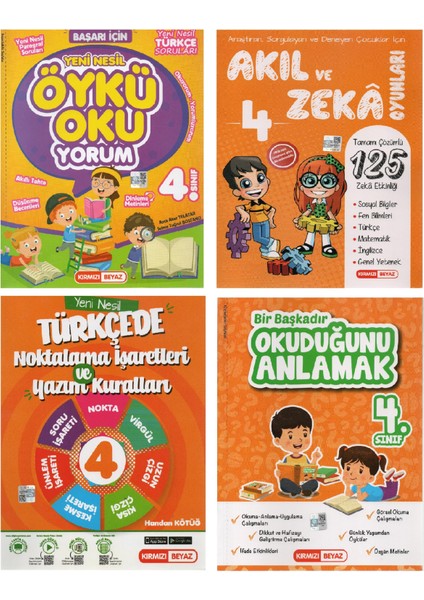 Yayınları 4.sıınf Akıl ve Zeka Oyunları+Öykü Okuyorum+Noktlama Işaretleri ve Yazım Kuralları+Bir Başkadır Okuduğunu Anlamak (4 Kitap)