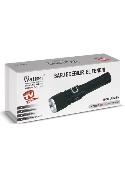 Cree Tg LED 1000 Lümen Göstergeli Fonksiyonel El Feneri WT-732 ( Lisinya ) modelleri