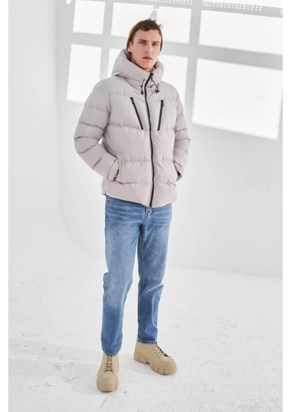 Su ve Rüzgar Geçirmez Kapüşonlu Şişme Taş Erkek Mont 2183 modelleri