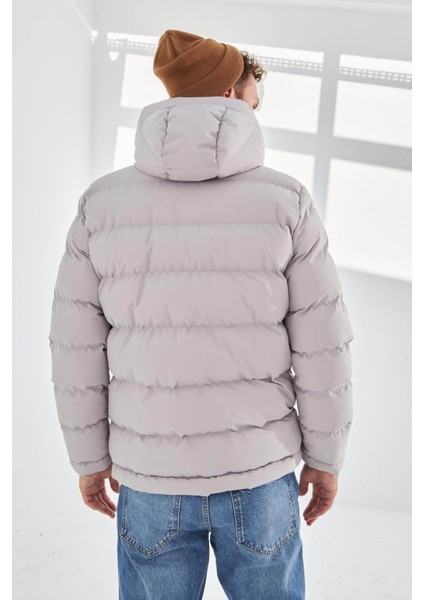 Su ve Rüzgar Geçirmez Kapüşonlu Şişme Taş Erkek Mont 2183 fırsatları