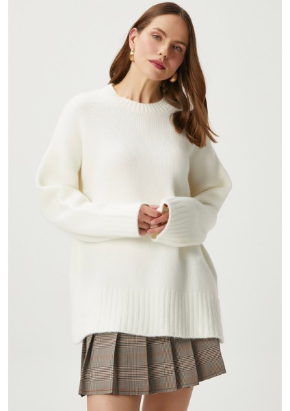 Kadın Homy Yumuşacık Bisiklet Yaka Oversize Triko Kazak