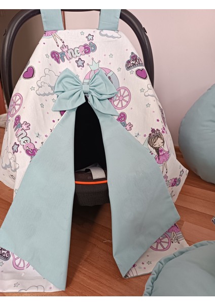 Lila Bisikletli Düz Yeşil Oval Yataklı 7 Parça Babynest Seti fiyatları