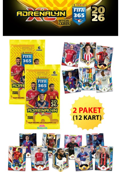 Fifa 365 Adrenalyn Xl 2026 Trading Card Futbolcu Kartları 2 Paket (12 Kart)