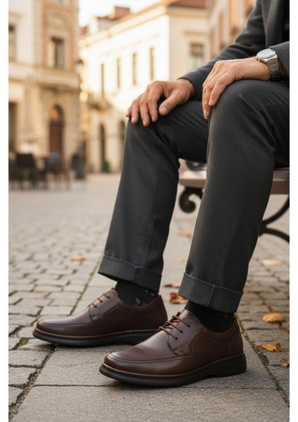 Dsn 2038 M Kahve Hakiki Deri Erkek Günlük Ayakkabı