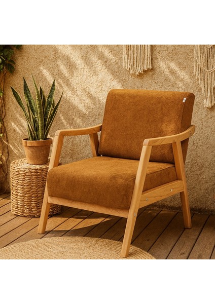 Favela Ahşap Ayaklı Hardal Teddy Kumaş Berjer V17