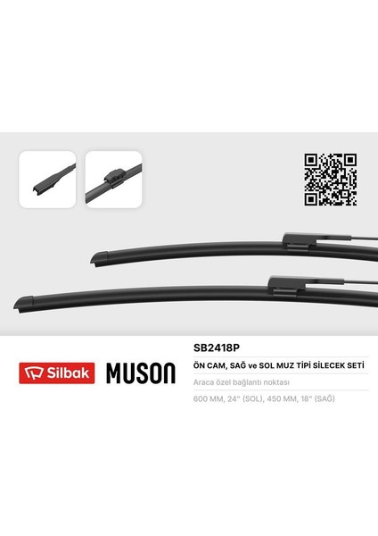 Sılbak SB2418P - Silecek Süpürgesi 600/450MM Muz Tipi Duster 12/16