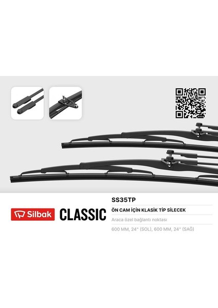 Sılbak SS35TP - Silecek Süpürgesi 600MM Ikarus Otobüs-Magırus-Deutz Ymmercedes Benz L310. 0310 80-