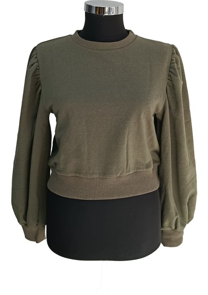 Büzgülü Kolhakicrop Sweatshirt