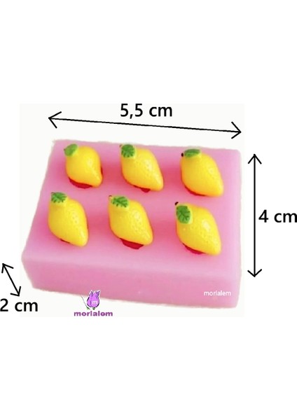 6'lı Mini Minyatür Limon Meyve Silikon Kalıp K-1395, Taş Tozu Alçı Sabun Mum Kalıbı