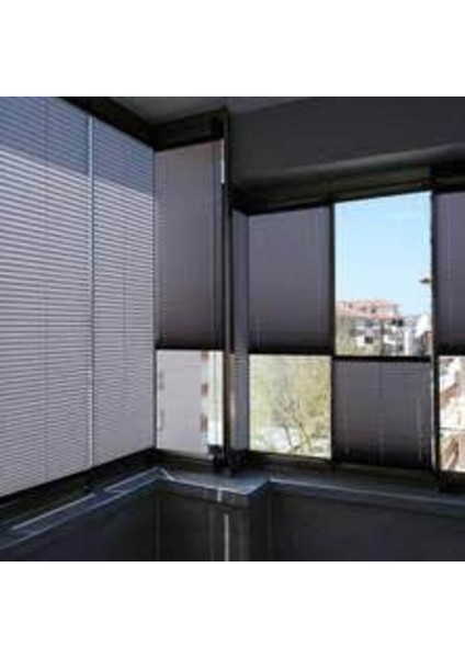 Cam Balkon Perdesi Plise Perde Gri Istediğiniz Ölçüde