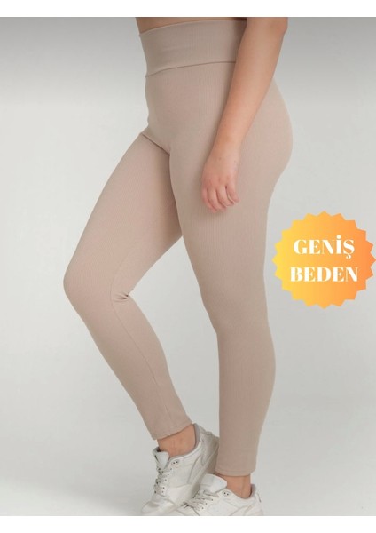 Büyük Beden Fitilli Yüksek Bel Toparlayıcı Tayt