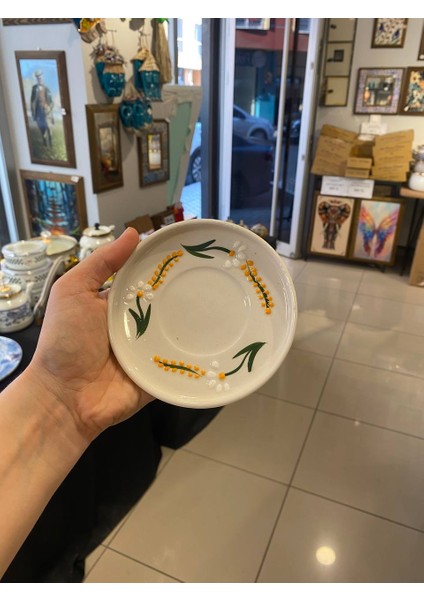 2 Kişilik El Yapımı Dal Papatya Desenli Seramik Kupa Takımı - Çay Kahve Sunum Seti fırsatları