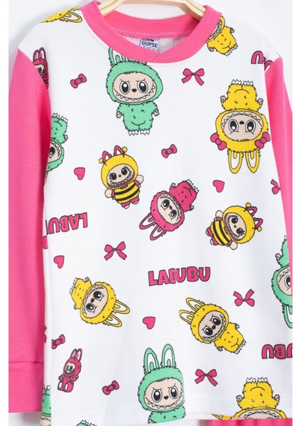 Ekru Karakter Desenli Yazılı Kız Çocuk Pijama Takımı 22768 fiyatları