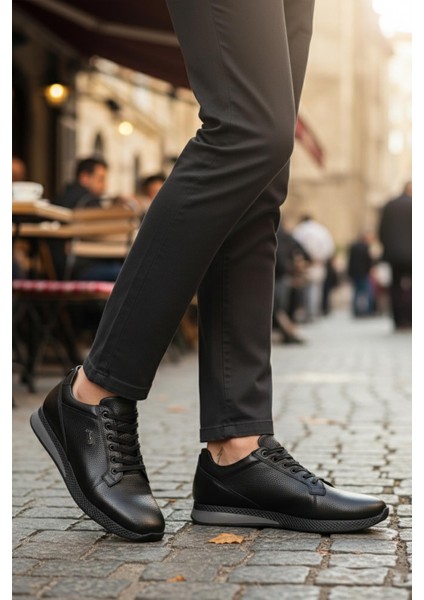 3235 M Siyah Floter Hakiki Deri Erkek Günlük Ayakkabı