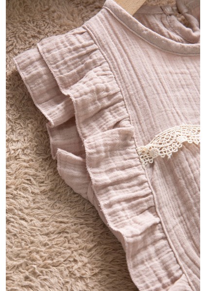 Kahverengi Dantel Detaylı Bluzlu Jean Şortlu Kız Çocuk 2li Takım 22662 fırsatları