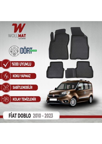 Fiat Doblo Paspas 2010 2023 Arası Uyumlu 3D Havuzlu Paspas Seti
