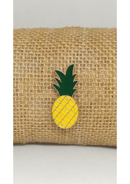 Ananas Rozet Model 3. Mineli, Metal. Kadın Broş, Pin. Meyve, Egzotik, Tatil, Tatil Hediye.
