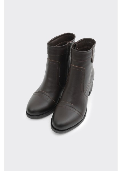 Hakiki Deri Kısa Topuklu Fermuarlı Kadın Bot fiyatları