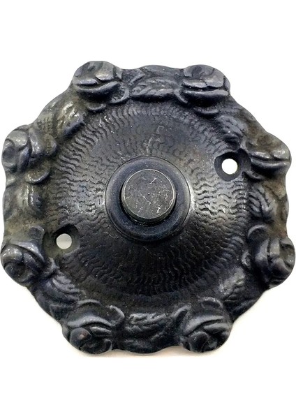 Antika Tarz Dekoratif Pirinç Güllü Kapı Zili - 75MM, Oksit ( Lisinya )