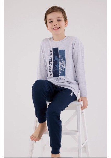 U.s. Polo Assn Erkek Çocuk Gri Pijama Takımı US2206