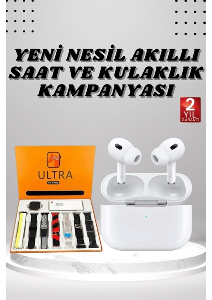 7 Kordonlu Akıllı Saat ve Yeni Nesil Kulaklık Dokunmatik Ekran Android ve Ios Uyumlu