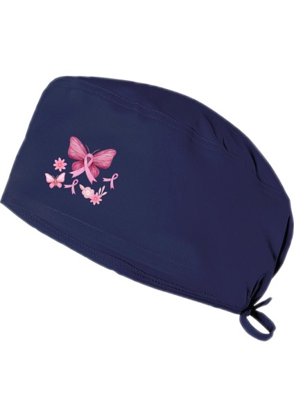 Pembe Kelebek Temalı Bonesi Standart ve Büyük Boy Cerrahi Bone Doktor Hemşire Aşçı