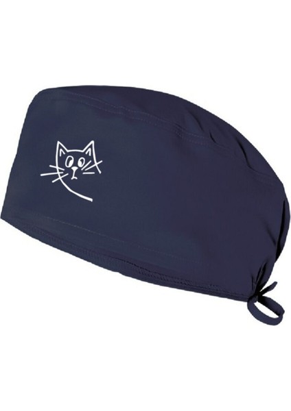 Store Meraklı Kedi Baskılı Cerrahi Bone Hemşire Doktor Bonesi