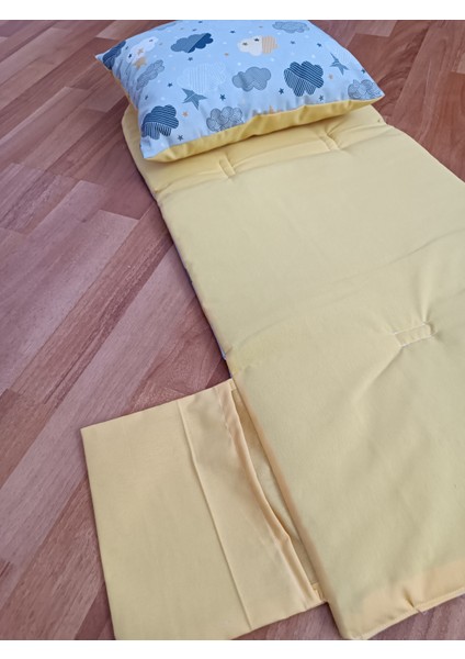 Mavi Bulutlu Düz Sarı 2 Parça Alt Seti modelleri