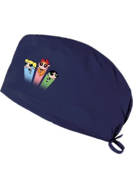 Powerpuff Girls Temalı Bonesi Standart ve Büyük Boy Cerrahi Bone Doktor Hemşire Aşçı