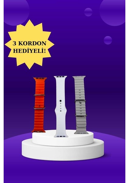 Akıllı Saat Arama Görüşme Bildirim Görme Uyku ve Sağlık Takibi Nabız Ölçer 3 Kordon Hediy modelleri