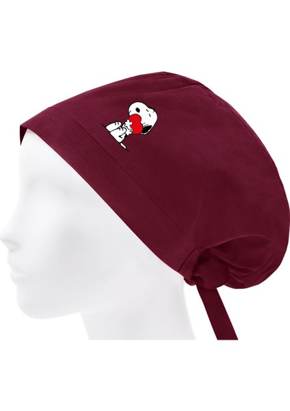 Tesettür Bone Snoopy Kalpli Doktor Hemşire Hastane Aşçı Cerrahi Bone | Geniş Kalıp