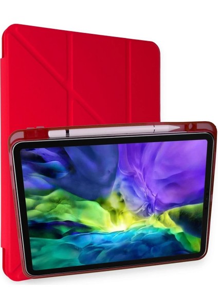 Bfs iPad Pro 11 (2018) Kılıf Kalemlikli Mars Tablet Kılıfı - Kırmızı