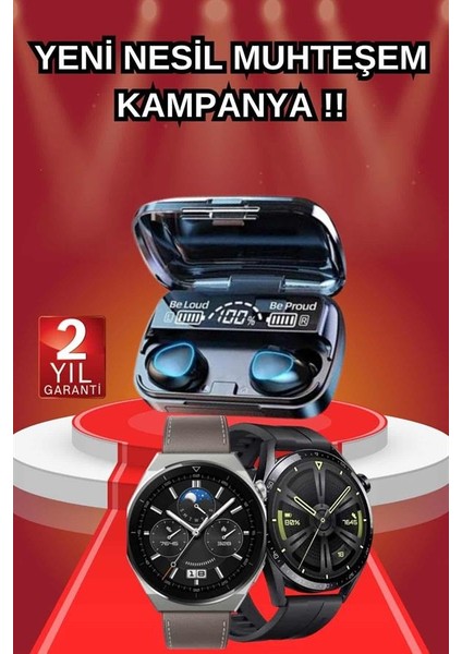 Ikili Set Akıllı Saat ve Bluetooth Kulaklık Kablosuz Uzun Pil Ömrü Spor Modları fiyatları